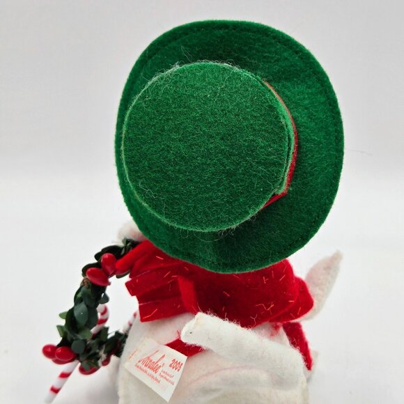 Annalee 2005 Christmas Mouse Green Hat Candy Canes Read - Picture 11 of 16